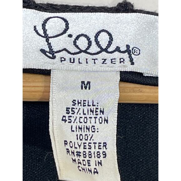 Lilly Pulitzer Women's M Black Crochet 3/4 Sleeve V Neck Whimsigoth Blouse Top - Picture 6 of 6